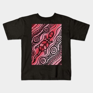 Aboriginal Art - Lizard Red Kids T-Shirt